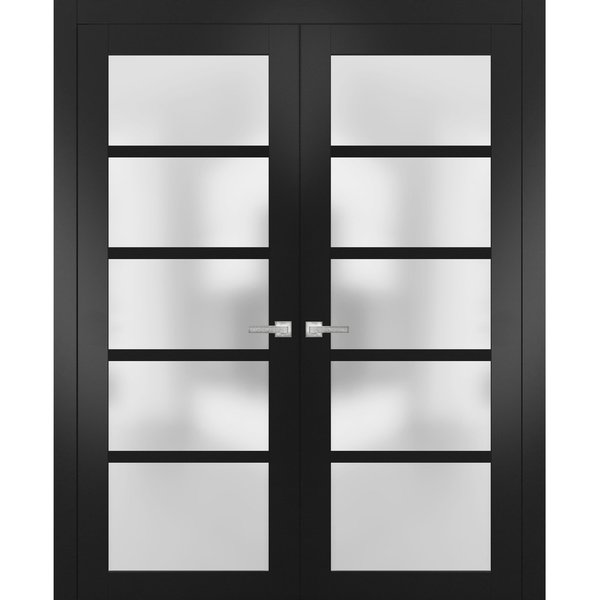 Sartodoors Double French Interior Door, 60" x 80", Black QUADRO4002DD-BLK-60
